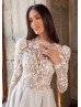 Beaded Ivory Lace Organza Slit Dreamy Wedding Dress Beaded Ivory Lace Organza Slit Dreamy Wedding Dress